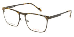 Brown metallic frame and temples, combined with matching multicolor, acetate top front and assorted temple tips