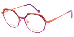 Trendy, tri-color purple-red-pink, metallic frame and temples, with purple acetate temple tips