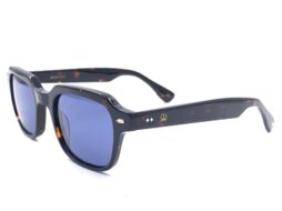 Unisex, casual, acetate frame and temples in brown tartaruga color, with blue polarized lenses