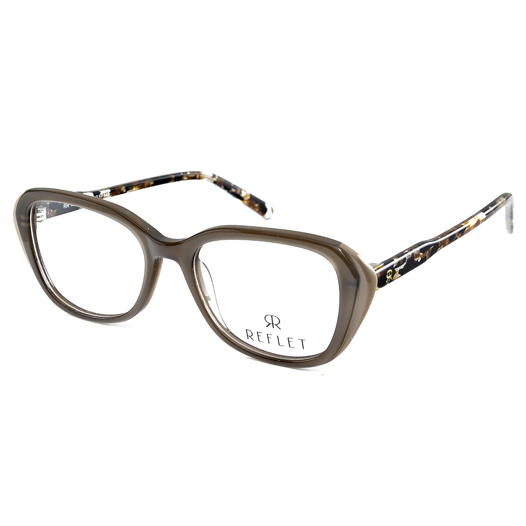 An elegant, shiny brown full frame, with side beige color lamination detail and matching brown tartaruga temples