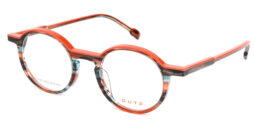 Unisex, coral red-aqua based multi-colored, acetate frame and temples