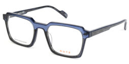 Black & white patterned, combined with crystal blue acetate frame and temples