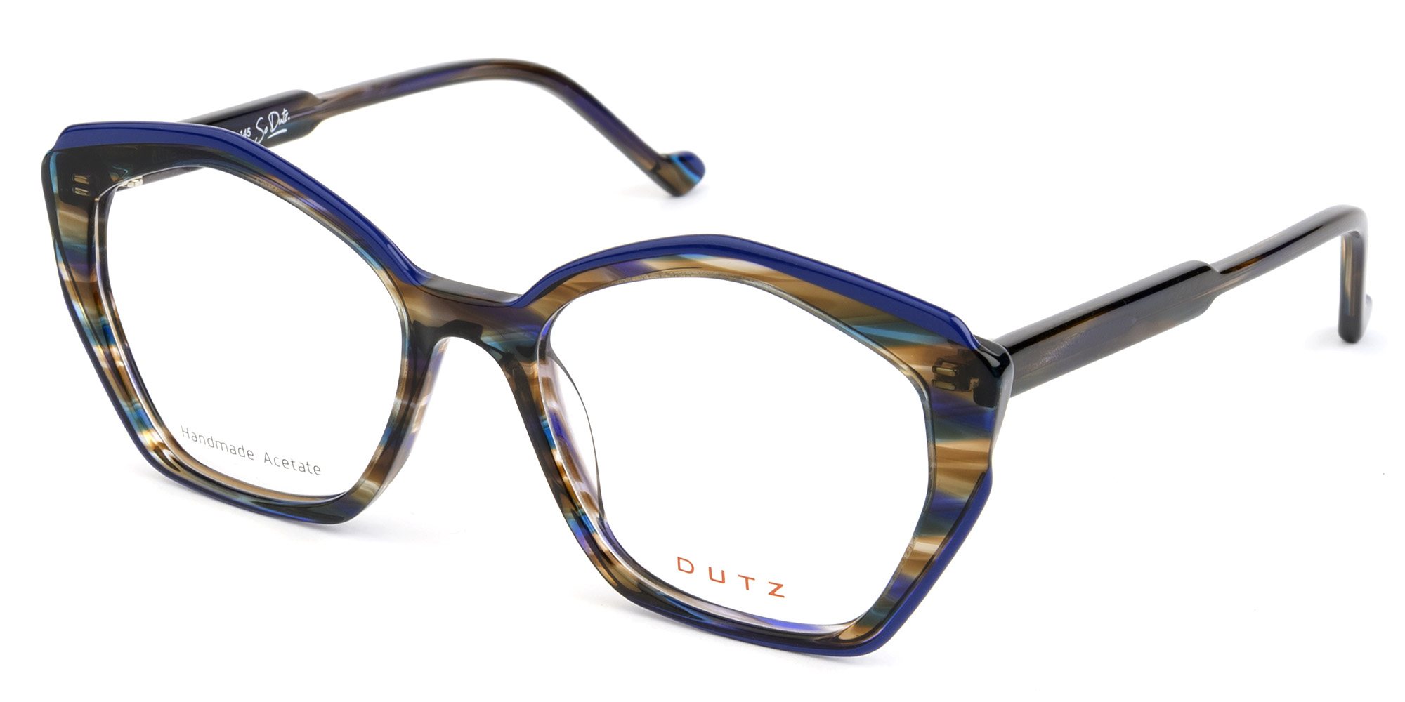 Ladies, blue-aqua based multi-colored, acetate frame and temples