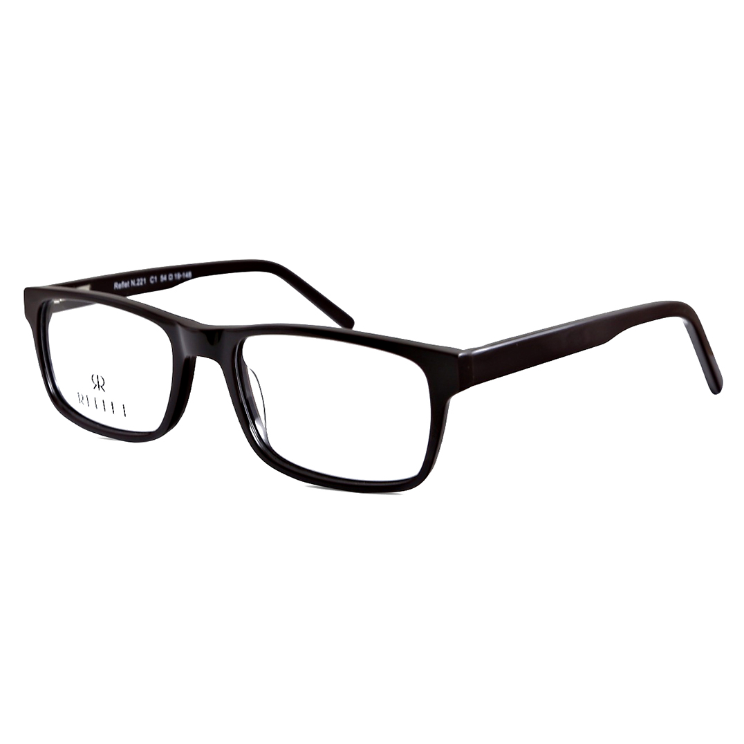 An elegant, shiny dark brown, acetate full frame and temples