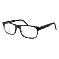 An elegant, shiny crystal grey, acetate full frame and temples