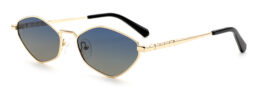 Unisex, gold tone, metallic frame and temples, with gradient blue polarized lenses for 100% UV protection.