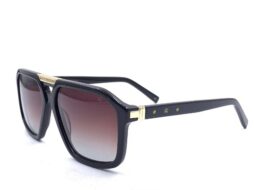 Men's, shiny brown, acetate frame and temples with brown gradient polarized lenses and gold metallic detail at the bridge