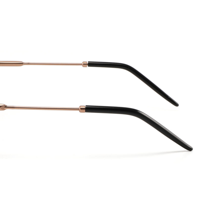 Masculine, bronze tone, metallic frame and temples, with brown polarized lenses for 100% UV protection. Black acetate temple tips