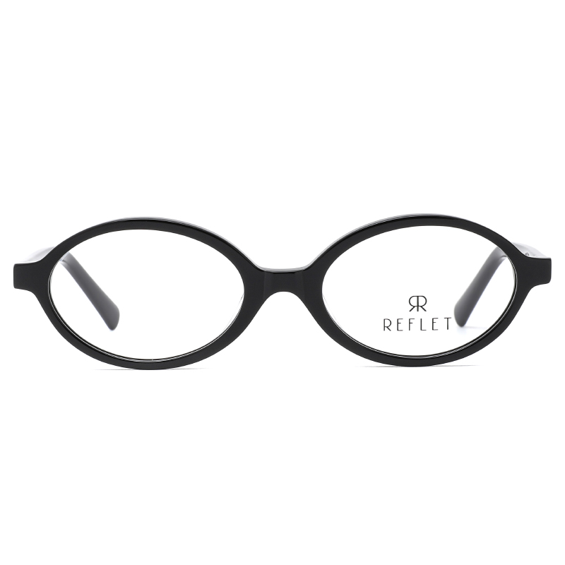 Minimal, unisex, shiny black, acetate full frame and temples