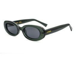 Vintage, crystal green, acetate frame and temples, with smoke grey polarized lenses