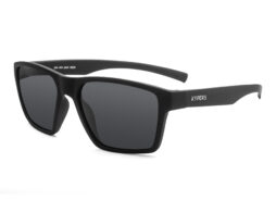 Classic, mat black, acetate frame and temples, with smoke grey polarized lenses for 100% UV protection.