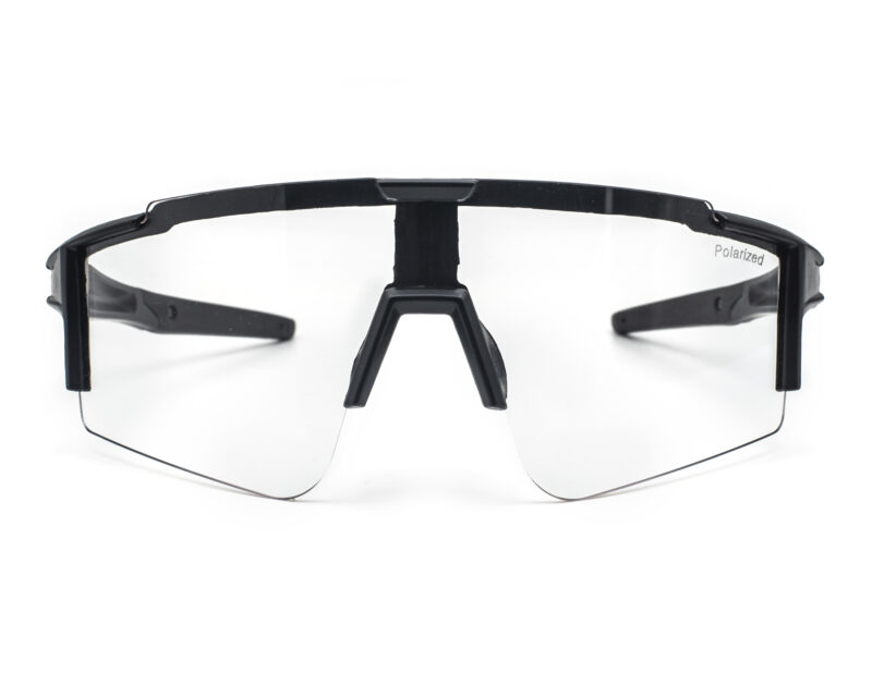 Mat black wide mask, with photochromic lenses, clear to smoke grey