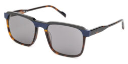 Havana acetate frame and temples, with blue and grey top front details
