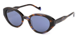 Trendy, blue-brown based multi-colored, acetate frame and temples, with top quality blue lenses