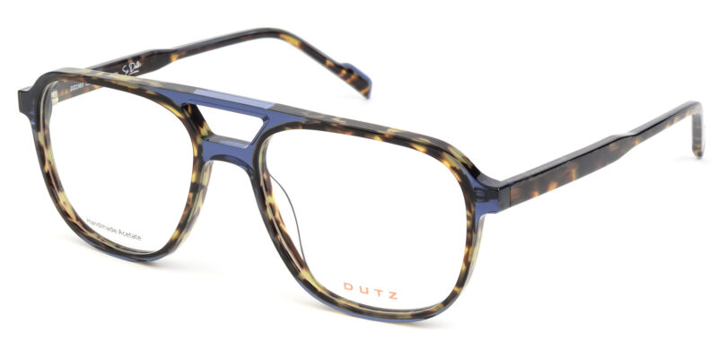 Brown tartaruga, acetate frame and temples, with crystal blue contrast front details