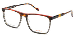 Havana patterned acetate frame and temples, combined with red front details