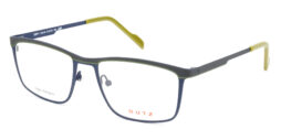Men's, bicolor, dark blue combined with green, metallic frame and temples with contrast lime color tips