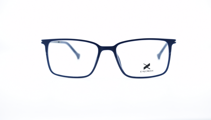 Unisex, super light, thin, shiny blue full frame with grey temples and blue color tips