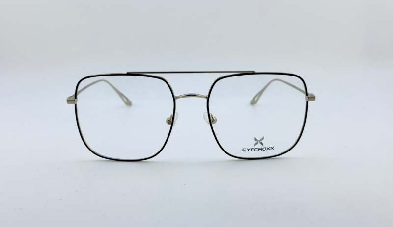 Unisex, bi-color, silver combined with black metallic frame and temples